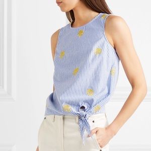 J.Crew Blue Striped Pineapple Tank Blouse